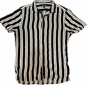 Express Black and White Striped Button-Up Shirt, Men's Size S